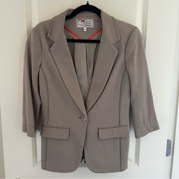 Yoana Baraschi Jackets & Blazers - Anthropologie Yoana Baraschi Knit Silk-Lined Blazer Taupe | S